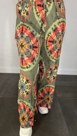 Plisse broek met wijde pijp tie dye army SALE