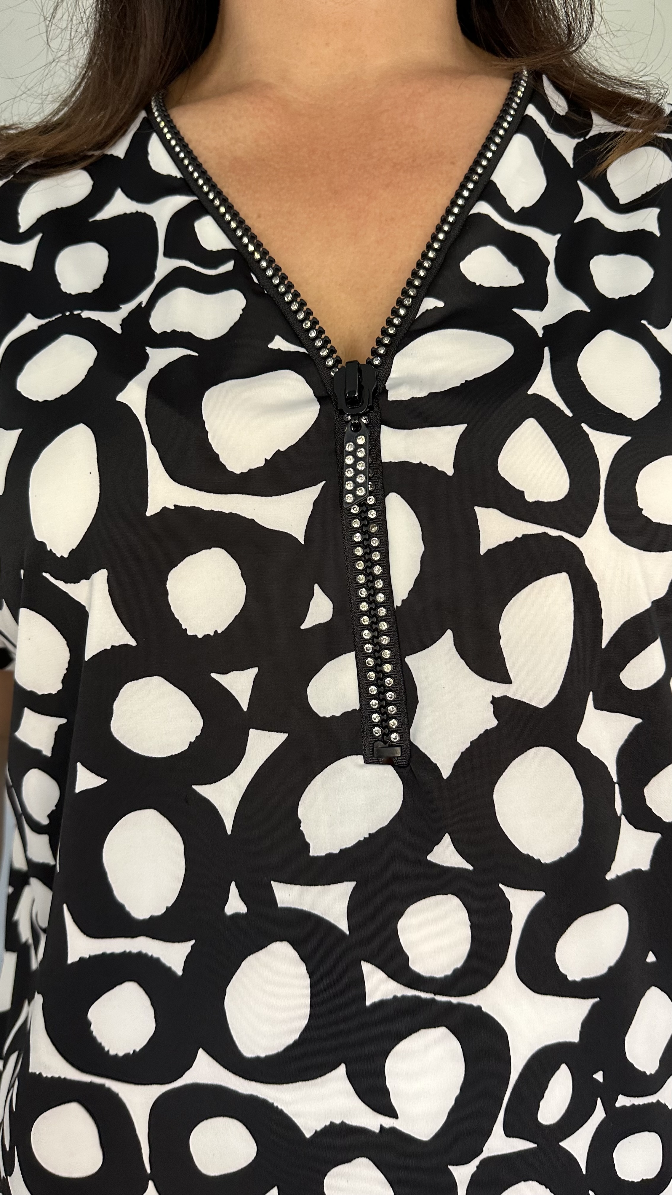 Shirt Zipp cirkels zwart