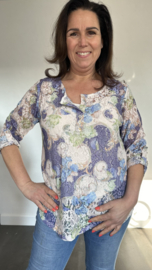 Kanten blouse gebloemd 2-delig lila