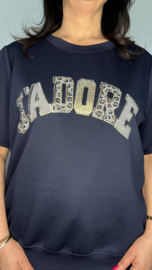 Sweatshirt J'adore panter/ bling Marine