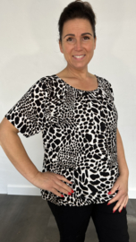 Ballon shirt met elastiek giraffe zwart wit