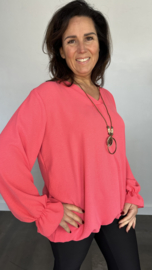 Top Maya lange mouw +SIZE koraal
