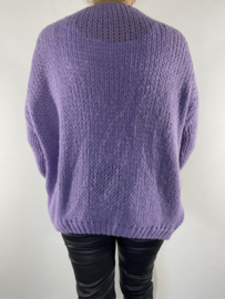 Kort grof gebreid vest lila