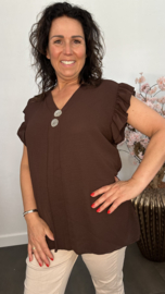 Shirt Britt met knopen en ruche Choco