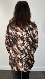 Stretch blouse travel panter paint zwart
