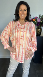 Soft shirt met v-hals en pofmouw Mila pink