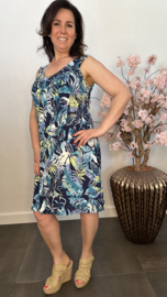 Jurkje met V-hals Leaves marine/mint/lime