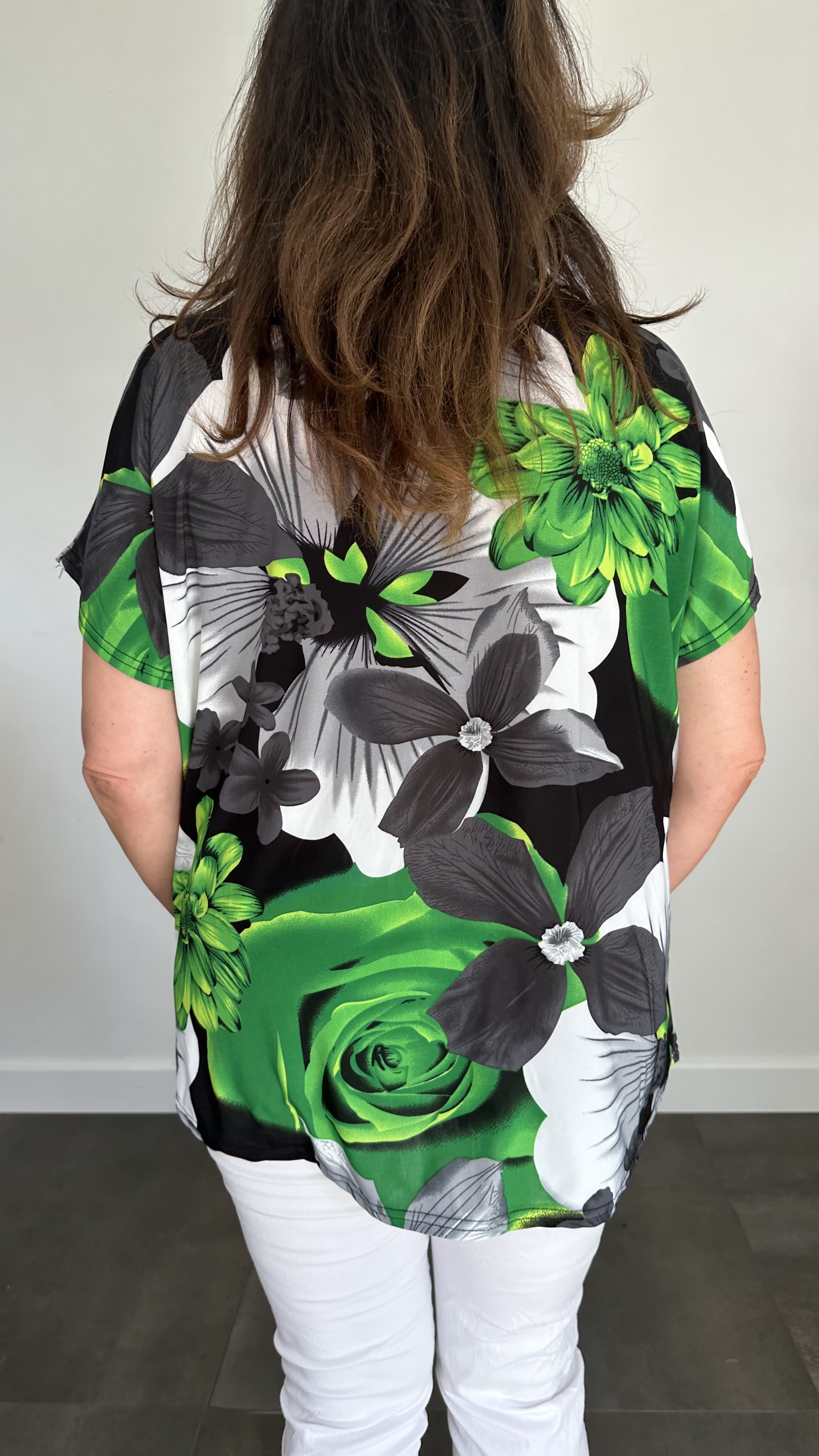 Shirt Zipp gebloemd groen