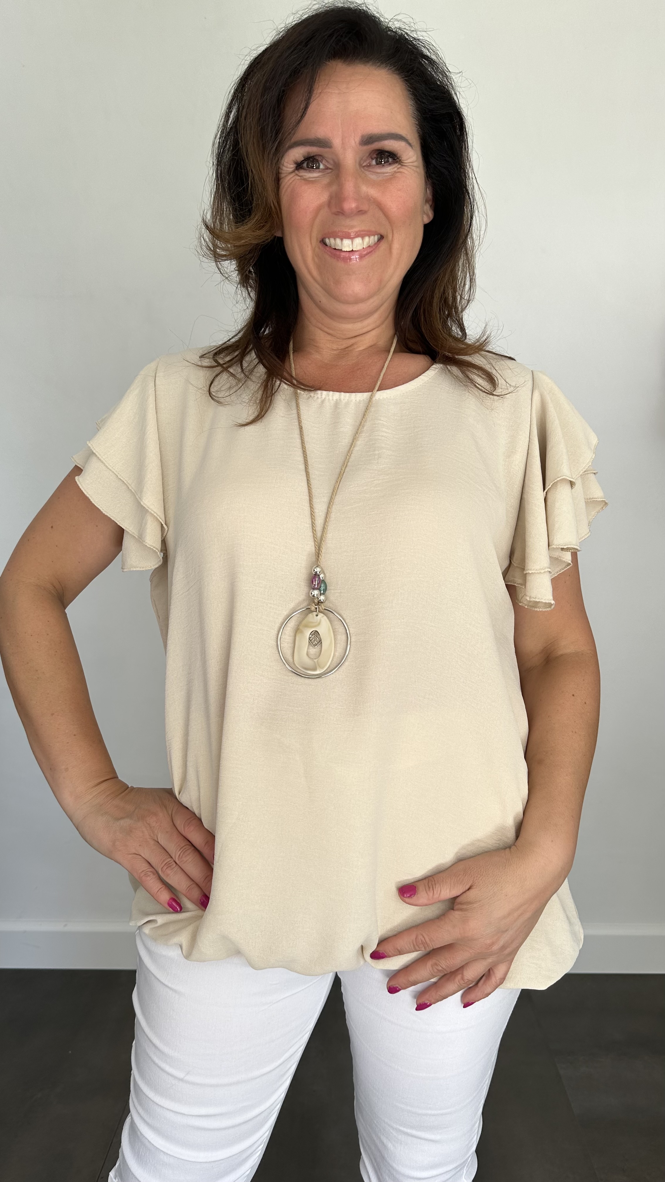Shirt Celine met ketting +SIZE zand