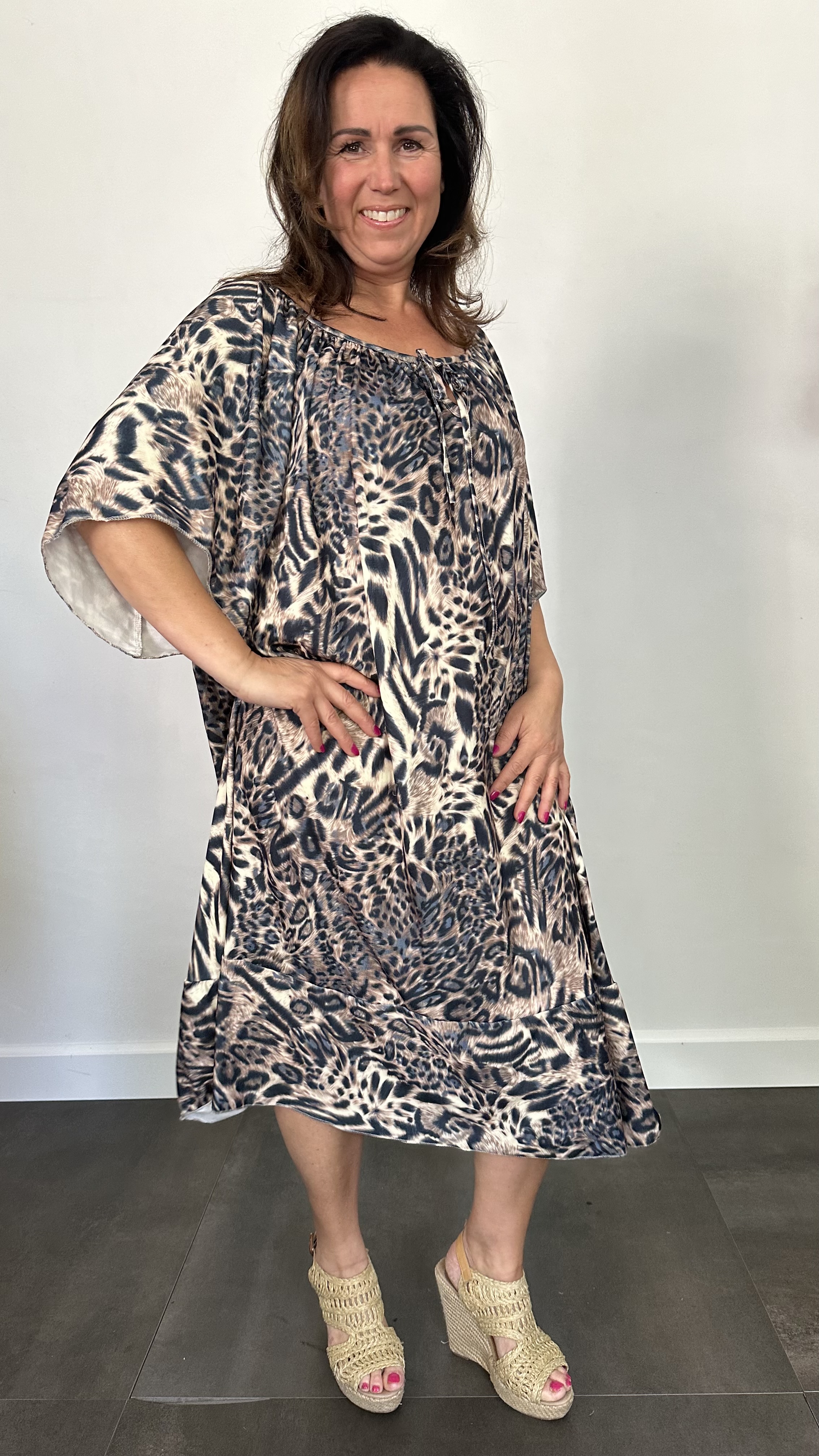 Jurk Aletta soft panter tijger +SIZE