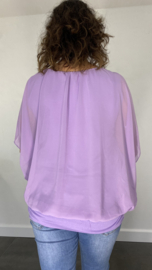 Blouse met boord korte mouw +SIZE lila