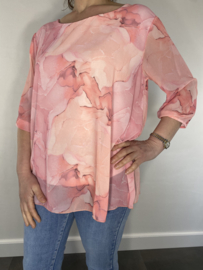 Voile blouse marble roze