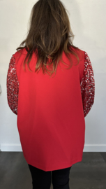 Blazer met pailletten + SIZE rood SALE