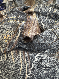 Stretch jurk Gold paisley wave blauw