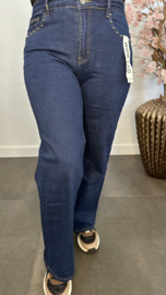B.S. WIDE leg stretch jeans met studs