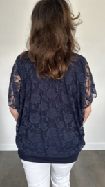 Blouse met boord KANT marine