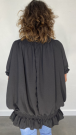 Blouse Boho met gesmokte elastische band  zwart