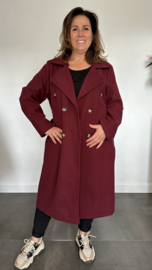Mantel met ceintuur bordeaux
