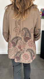 Blouse paisley met knoopjes bruin/wijnrood
