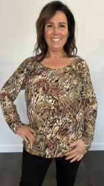 Ballon shirt met elastiek autumn taupe (+size)