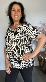 Ballon shirt met elastiek Magic zwart/wit