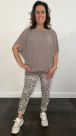 Blouse met boord korte mouw +SIZE taupe