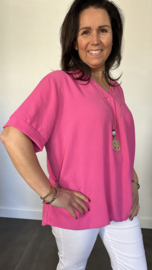 Top Maya korte mouw +SIZE fuchsia