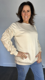 Sweater met gesmokte mouwen beige/ zand