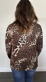 Shirt met gesmokte kraag panter soft bruin