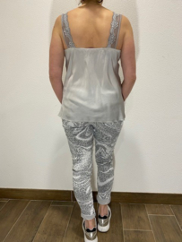 Hemd satijnlook met kant grijs