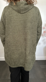 Velvet trui zilver glitter met capuchon Army