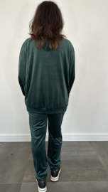 SALE 2-Delig velvet comfy pak met panter streep donker groen
