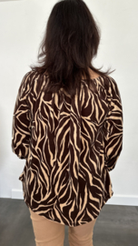 Velvet top met elastiek zebra bruin