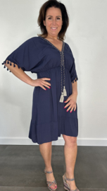 Korte jurk Roxy met elastiek donker blauw
