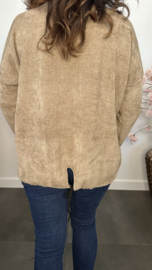 Baby rib sweater 2D reliëf print Taupe