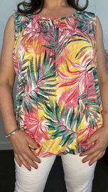 Ballon top Palm leaves fuchsia