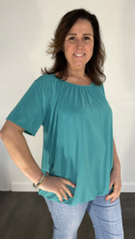 Ballon shirt travel met elastiek smaragd (donker)