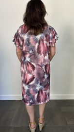 Stretch jurk Gold marble roze