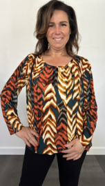 Ballon shirt met elastiek new zig zag groen (+size)