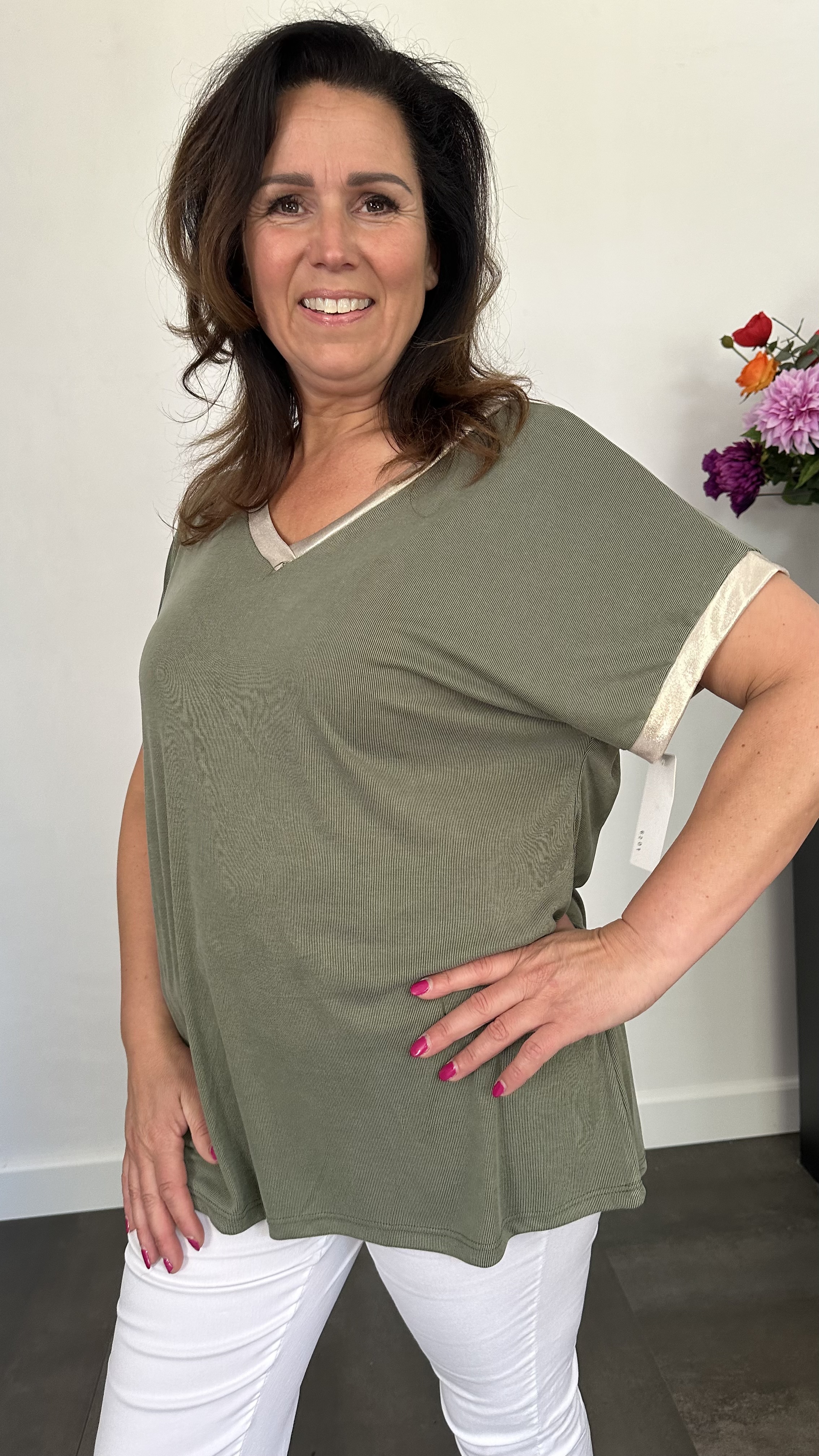 Shirt Milou goud/ army