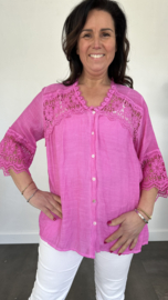 Blouse met kant Summer fuchsia
