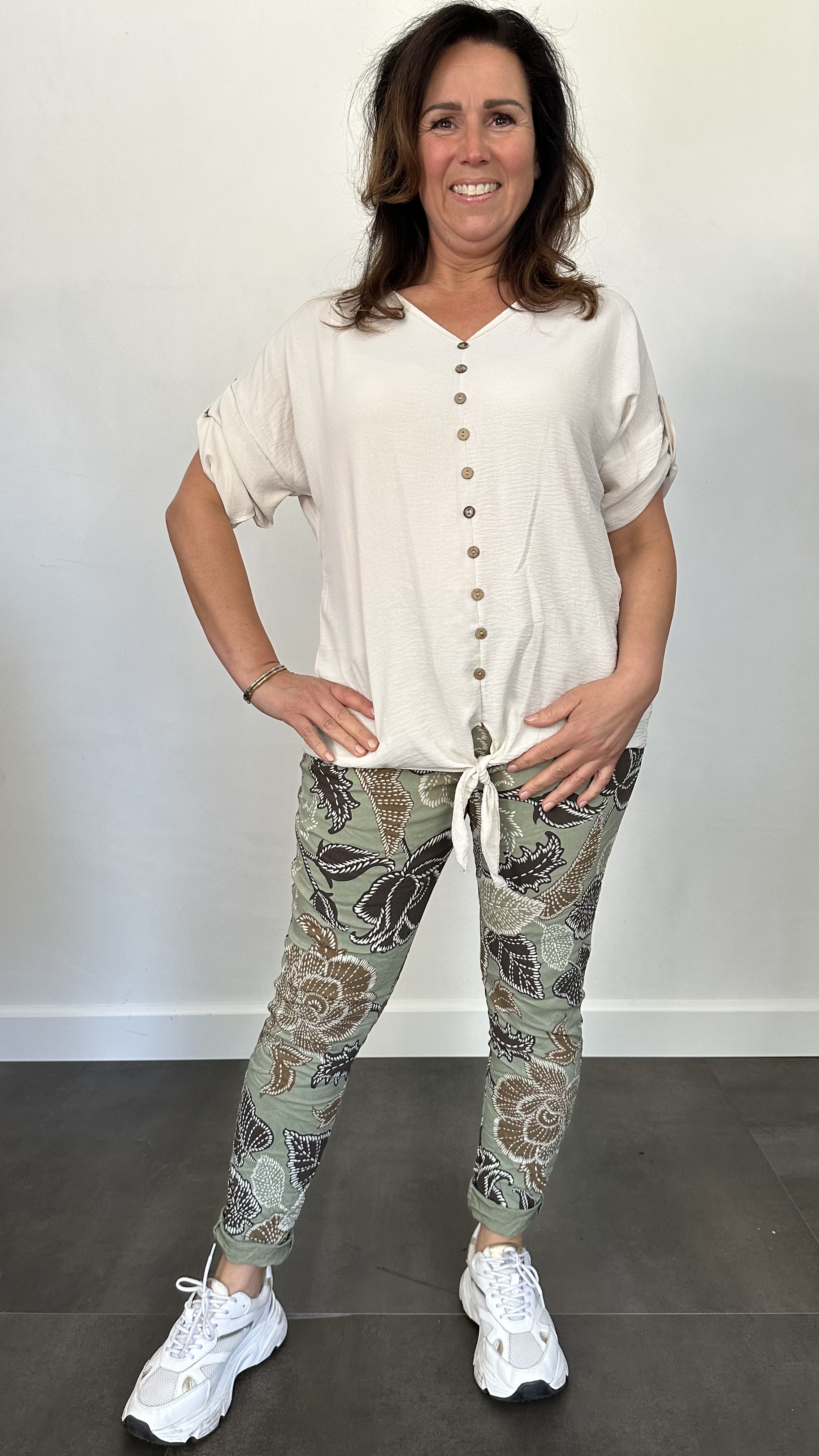 Joggjeans Feline gebloemd army