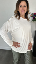 Ribbel shirt met knopen ecru
