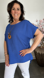 Shirt Nora kant +ketting Kobalt