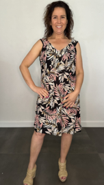 Jurkje met V-hals old leaves zwart