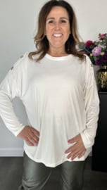 Ribbel shirt met knopen ecru