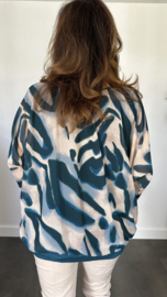 Blouse met boord lange mouw +Size Extra Lava petrol