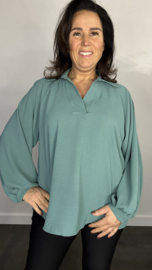 Blouse GiGi met pofmouw zeegroen