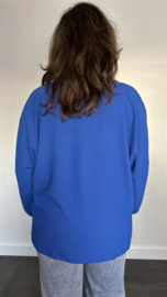 Top met strik CREPE  kobalt