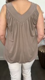 Ballon top met V-hals taupe